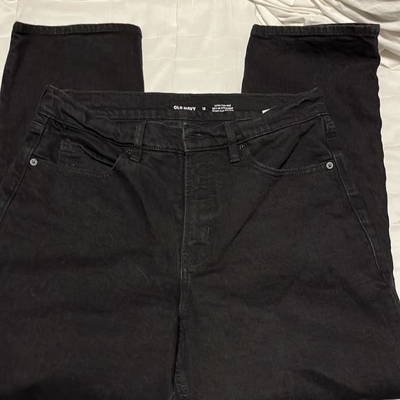Old Navy Sky-Hi Straight Black Jeans - Picture 2 of 6